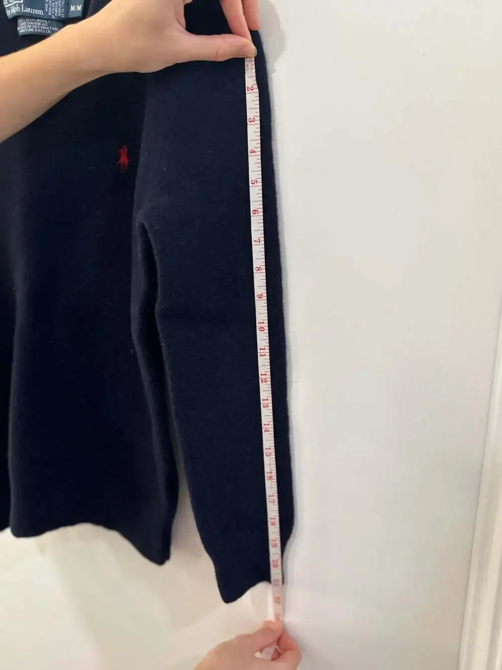 Polo by Ralph Lauren 100% Lambs Wool V-Neck Sweater in Navy Blue